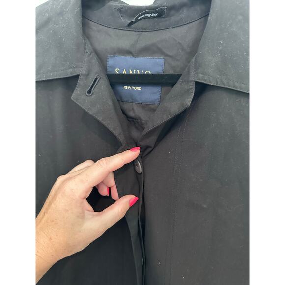 Sanyo NY Womens sz S Oversized Black Button Down Trench Coat City Chic Hong Kong - Picture 9 of 14